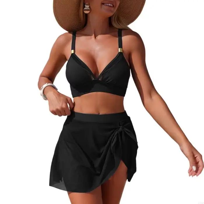 Maillot bain élégant, taille haute, ensemble moderne, confortable, Texture en tissu, pour plage pisc