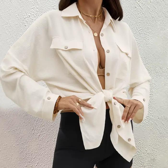 Maillot de bain moderne pour femmes, chemise smockée, chemise boutonnée, haut habillé