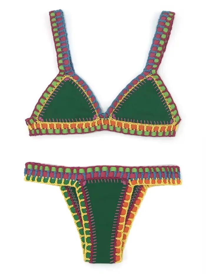 Bleu fait à la main Crochet Bikini ensemble femmes Maillot De Bain maillots De Bain maillots De Bain