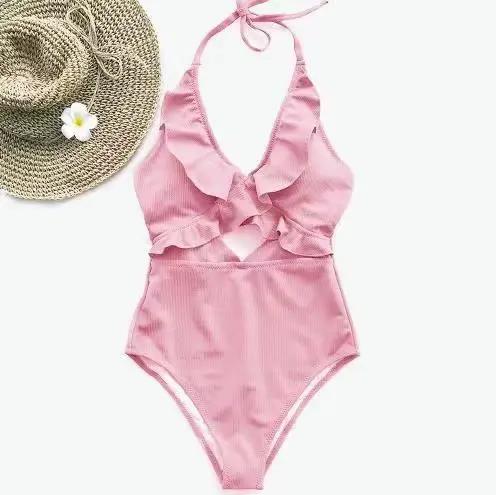 Maillot De Bain une pièce à volants, Bandage, dos nu, soutien-gorge rembourré, Push-Up, Monokini, vê