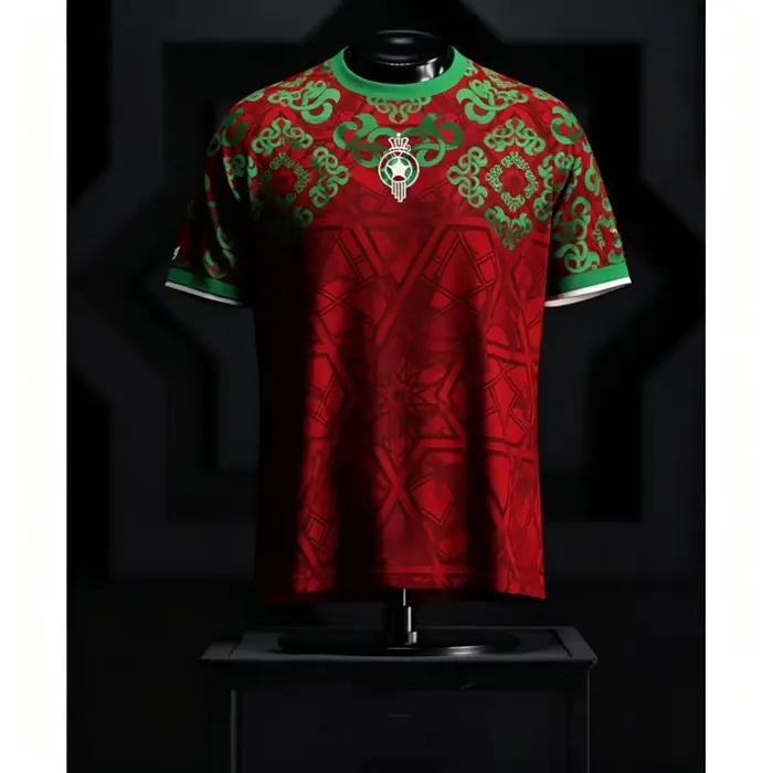 Maillot de football traditionnel marocain, respirant, tendance, pour hommes et garçons, style décont
