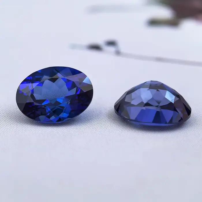 Saphir ovale de laboratoire bleu royal, pierre précieuse non montée pour bijoux, certificat AGL séle