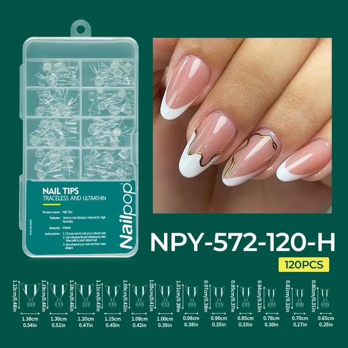 Nailpop – Capsules d'ongles en gel souple, 12 tailles, transparentes et durables, à presser, pour ex