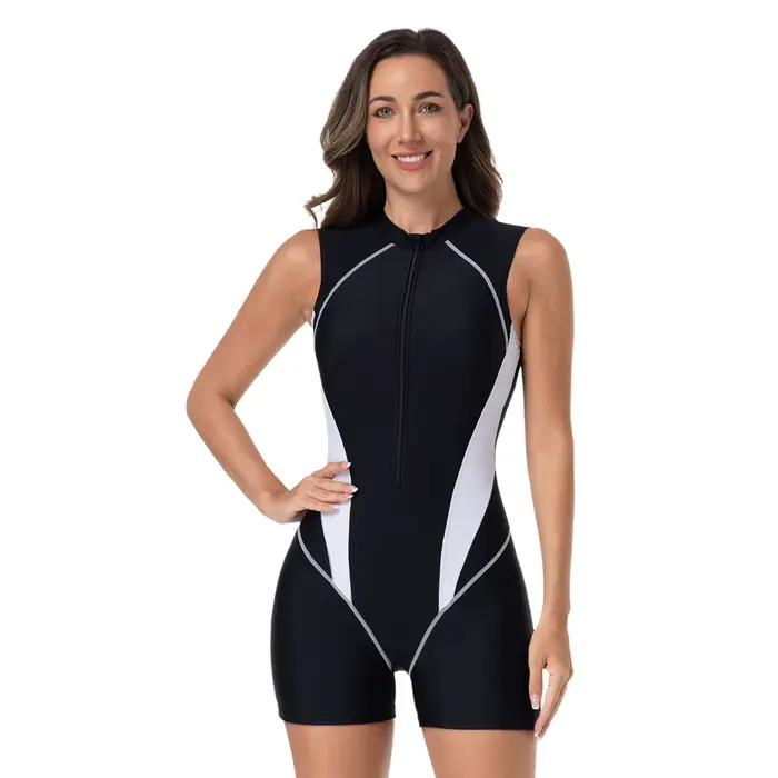 Maillot de bain une pièce pour femmes, protection contre les éruptions cutanées, manches longues, Bo