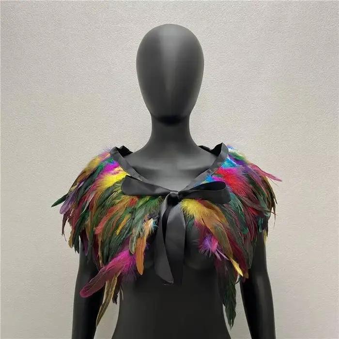 Écharpe gothique femmes châle vêtements accessoires trois couches plume Halloween écharpes concepteu