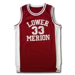 # 33 Bryant Lower Merion couvre-chef homme marron lycée rétro maillot de basket brodé rouge blanc no