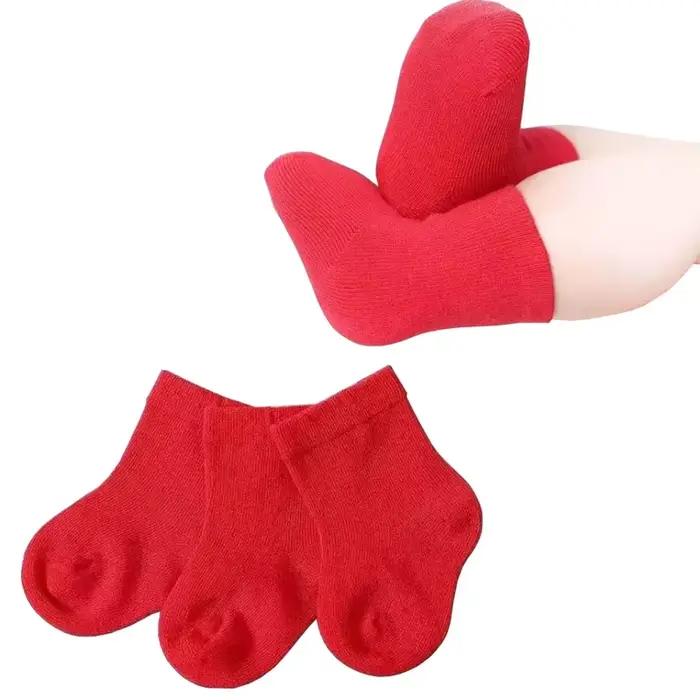 Lot de 3 paires de chaussettes pour enfants, couleur rouge, pour garçons et filles, nouvelle collect