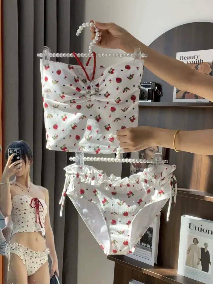 Maillot de bain imprimé pour femme, style bikini, froncé, effet ventre plat, amincissant, doux et mo