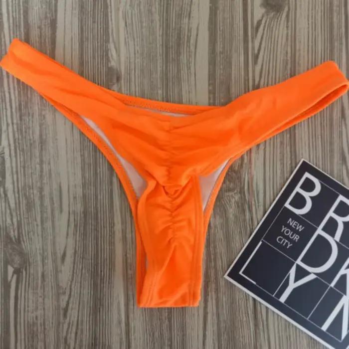 Femme fille vacances grande taille Sexy couleur unie unique maillot de bain plissé Bikini maillot de