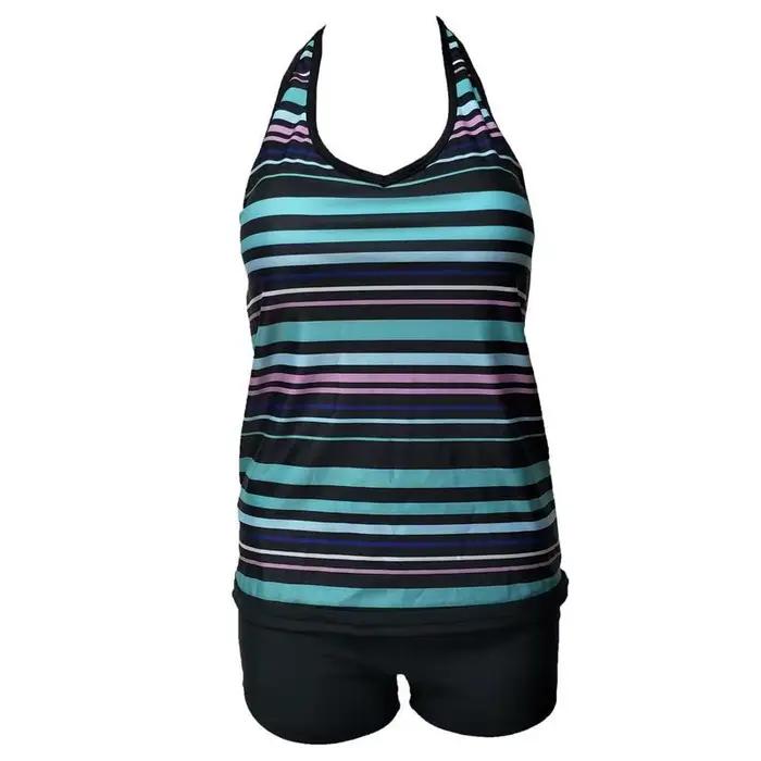 Maillot de bain deux pièces grande taille, tankini, avec short, taille haute, pour femmes, mayo, bai