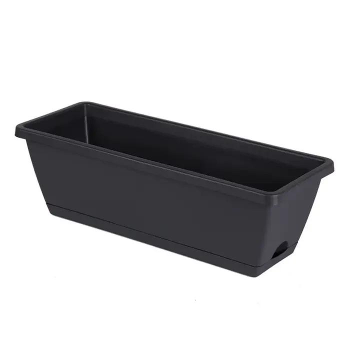 Lot de 3 pots de culture rectangulaires en résine avec grand trou de drainage, plateau intégré, resp