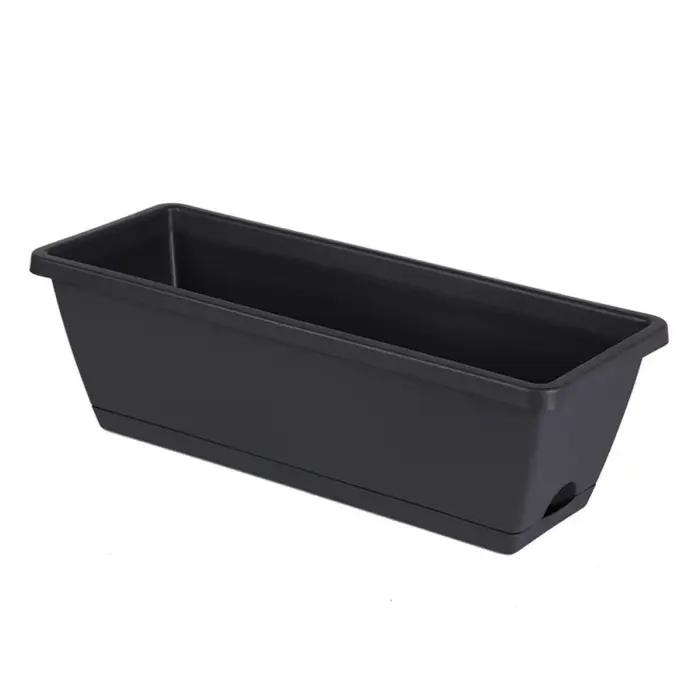 Lot de 3 pots de culture rectangulaires en résine, grands, respirants, pour légumes, avec base et tr