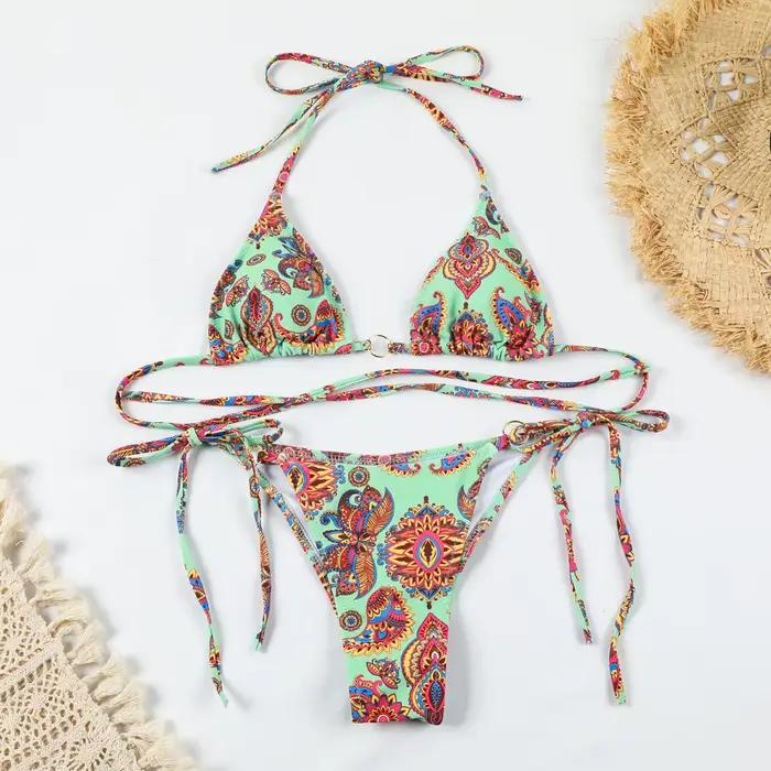 Rinabe maillot de bain bandeau maillot de bain femmes Triangle Bikinis Micro tongs maillots de bain 