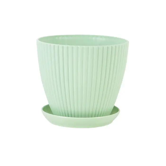 Pot de fleurs en résine avec plateau, pot de fleurs moderne pour l'intérieur et l'extérieur, pour le