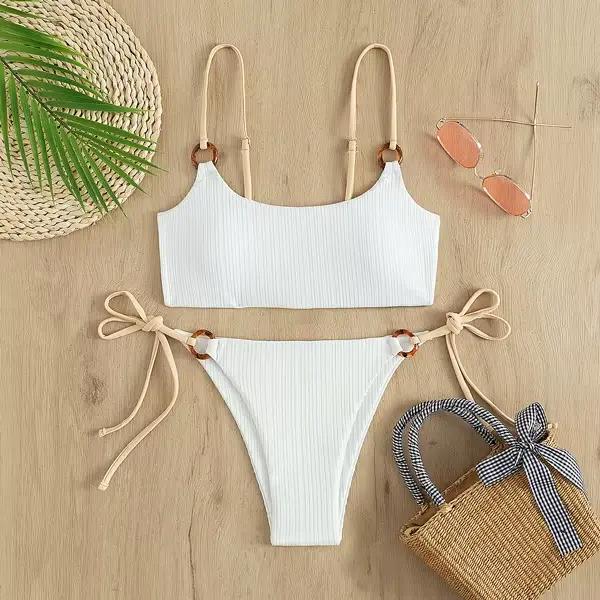 Bikini côtelé sexy pour femmes, maillot de bain push-up, ensemble de bikinis pour femmes, vêtements 