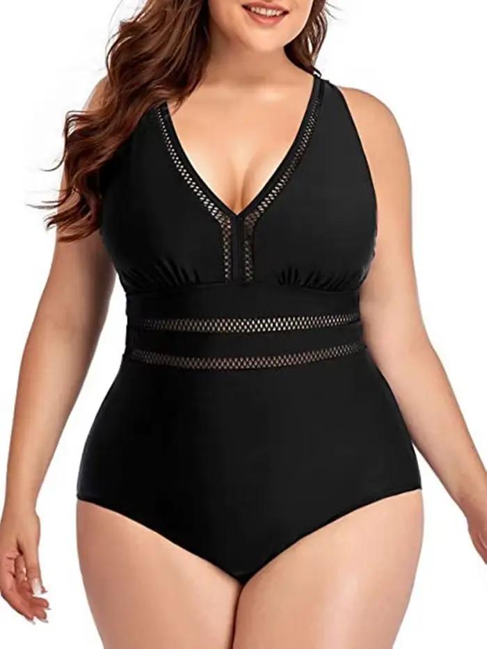 Grande taille maillot de bain femmes 2023 maillots de bain une pièce Tankini grande taille couleur u