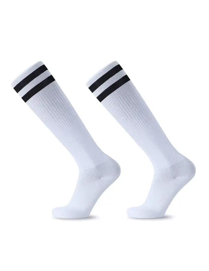 Chaussettes de Football à rayures blanches et noires pour hommes, adolescents, enfants, garçons, au-