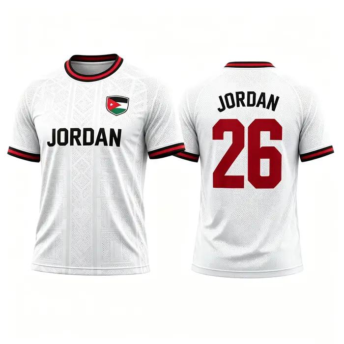 Maillot de football respirant Jordan 2026, T-shirt patriotique drapeau national unisexe à manches co