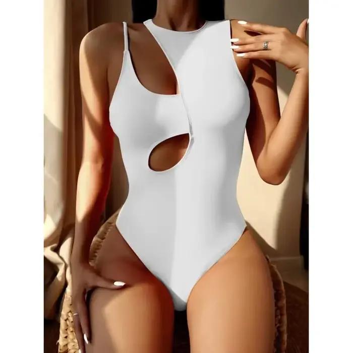 Maillot de bain une pièce, sexy, couleur unie, grande taille, monokini, pour femmes, tenue de natati