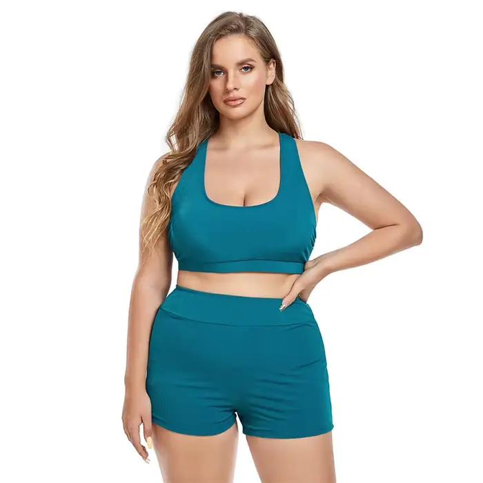 Femmes Bikinis maillots de bain rembourré grande taille taille haute maillot de bain deux pièces hau