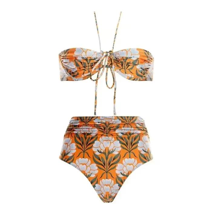 2025 nouveau 2 pièces femmes Bikini ensemble Push Up imprimé fleuri à volants Bikinis à bretelles ma