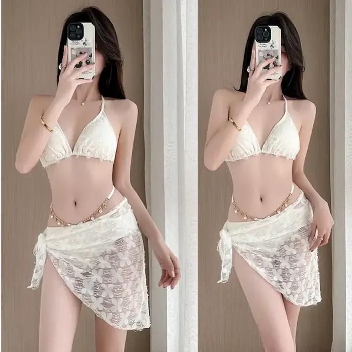 Maillot de bain trois pièces Sexy, amincissant, violet, Style Ins, pour femmes, montrer vos courbes 