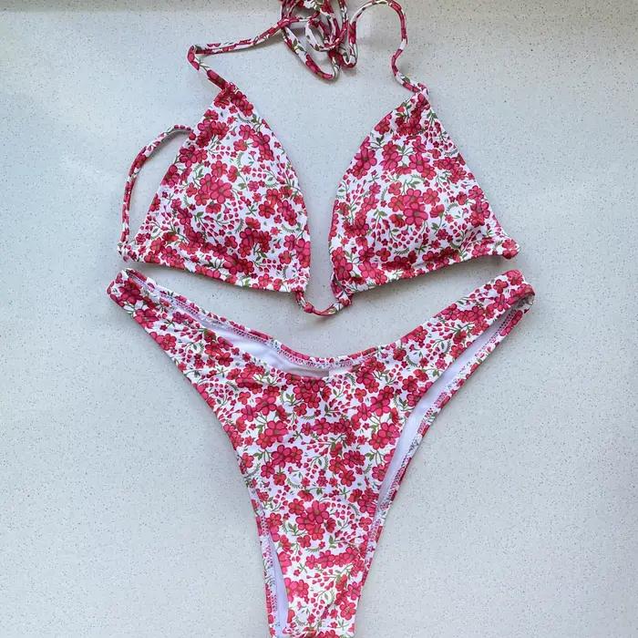 Maillot de bain deux pièces pour femmes, bikini brésilien sexy, couleur solide, culotte taille basse