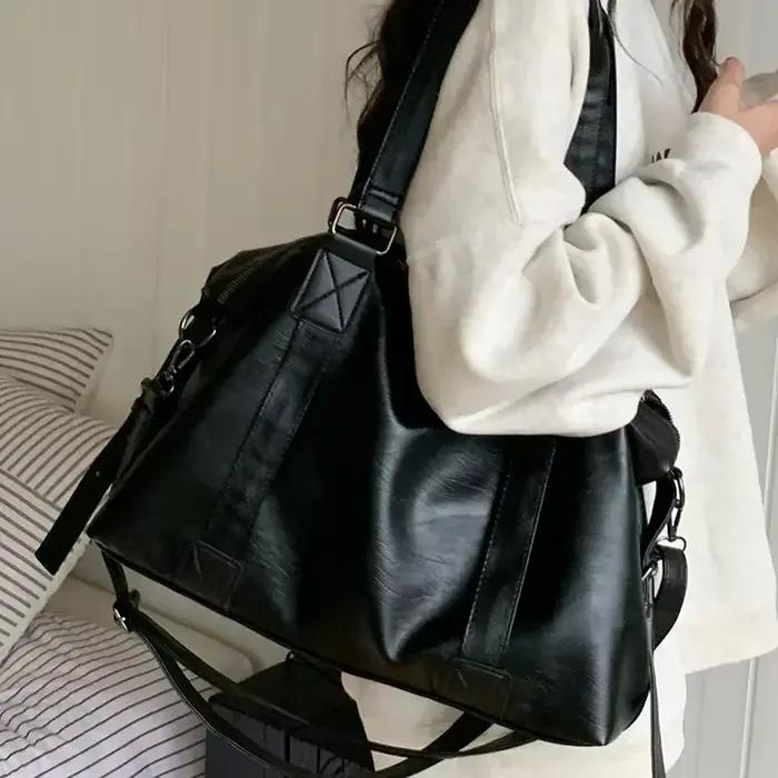 Sac fourre-tout en cuir pour femme, sac à main de simplicité, solide, vintage, initié, sac messager 