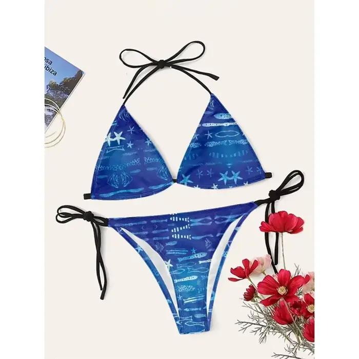 Femmes Sexy Océan ​ Coquillage imprimé Bikini Cupshe bretelles taille haute maillots de bain séchage