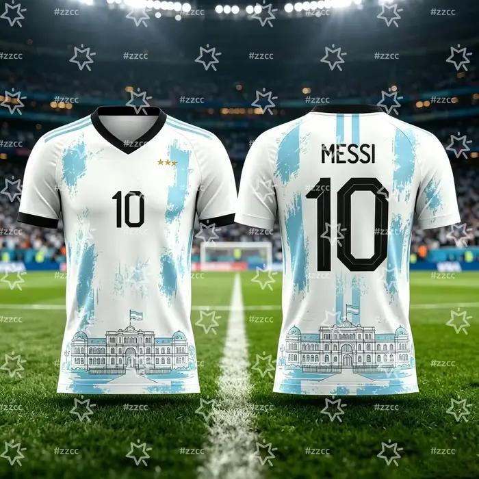 Maillot de football commémoratif Messi Argentine 2026, T-shirt de sport d'été pour homme, Vêtements 