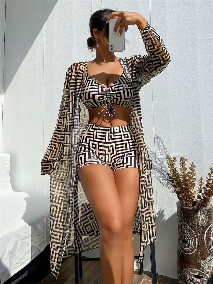 Bikini femmes maillot de bain 2026 nouveau treillis fronde Bikinis ensemble Sexy Boxer maillots de b