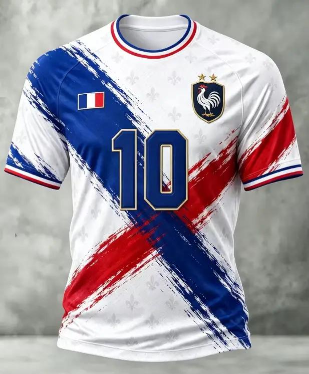Maillot de football à motif coq français - Style graffiti abstrait - Imprimé coq français - T-shirt 