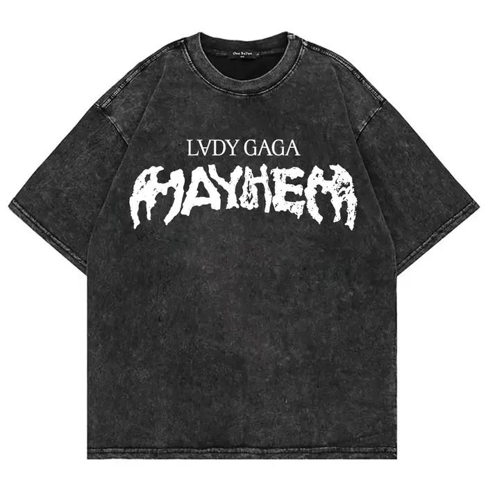 100% coton lavé à l'acide Vintage Lady Gaga Mayhem T-Shirt mode esthétique T-Shirt unisexe haute qua