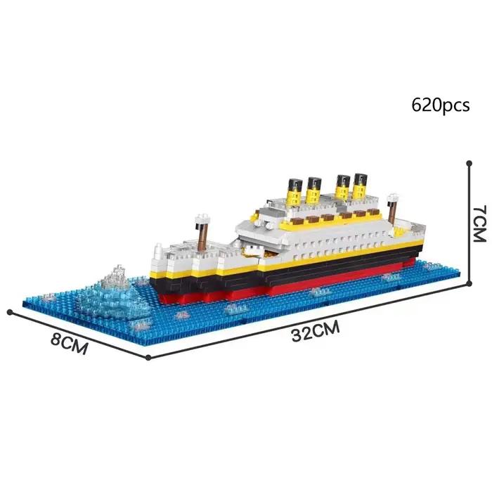KNEW BUILT Blocs de construction de bateau en plastique Titanic 3D pour adultes, Micro Mini briques,