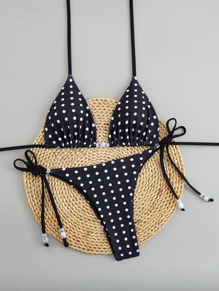 Ensemble de bikini à pois pour femmes, maillot de bain deux pièces - Maillot de bain push-up sexy et