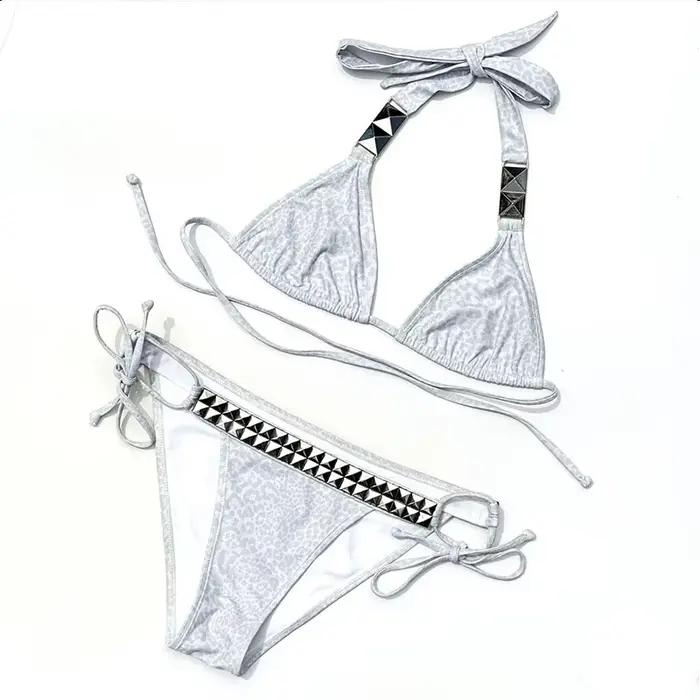 Américain été rue bord de mer Vintage gothique blanc fronde Triangle maillot de bain vêtements épicé