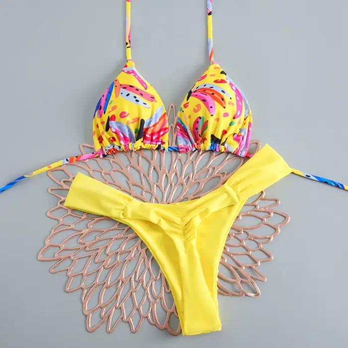 Nouveau Maillot de Bain Femme 2026 – Ensemble Bikini Brésilien Sexy avec String – Tenue de Plage