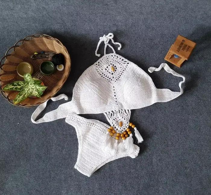 Nouvelle collection de la saison : Ensemble bikini fait main pour femme, design séparé, garniture à 