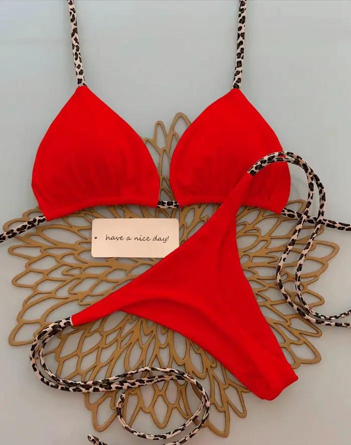 Bikini 2026 pour femmes, maillot de bain, vacances à la plage, vêtements de bain, imprimé léopard, e