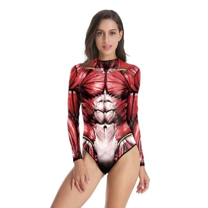 IOOTIANY imprimé extrêmement Musculaire femmes une pièce maillot de bain été décontracté à manches l