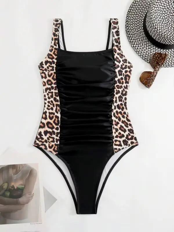 Maillot de bain une pièce imprimé léopard, slim, vintage, sexy, pour femmes, vêtements de plage, méd