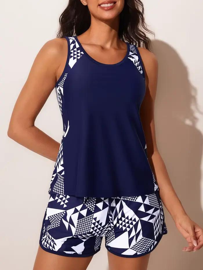 Maillot de bain deux pièces 2026 pour femme, grande taille, avec shorty imprimé, tankini, maillot de