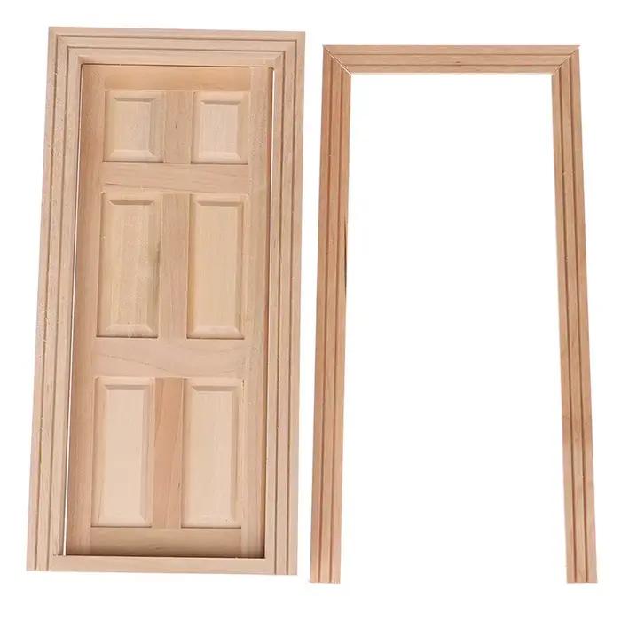 Maison de poupée Miniature, 6 panneaux, porte intérieure en bois, accessoires de meubles de bricolag