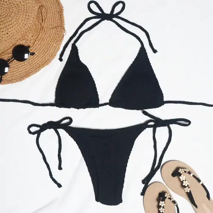 Maillot de bain sexy pour femmes, ensemble deux pièces, soutien-gorge push up, micro, culotte tanga,