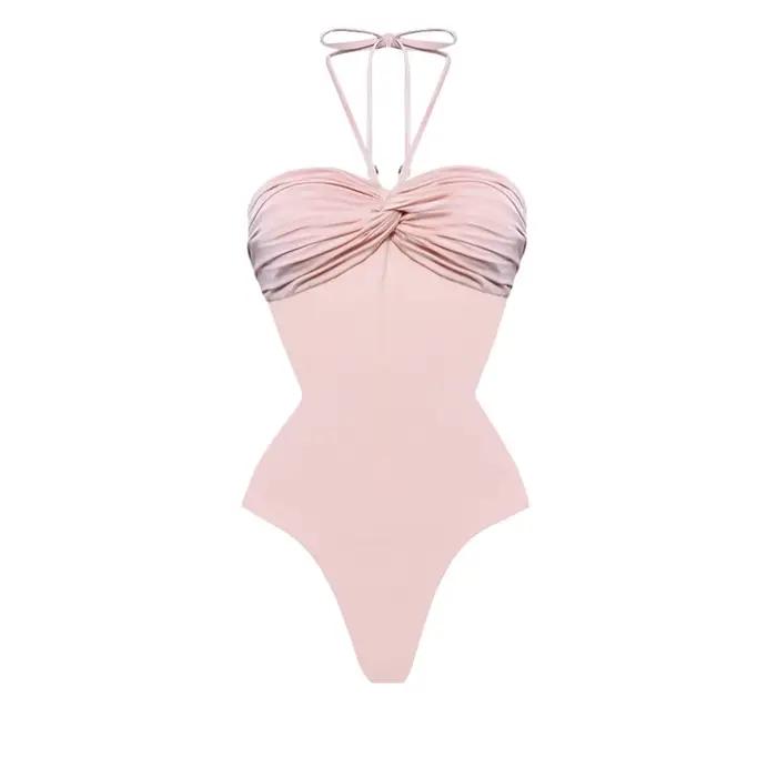 Rose 2 pièces licou maillot de bain 2026 Bandeau Biquini Sexy Bikini femmes maillots de bain Push Up