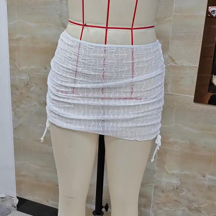 Maillot de bain en maille transparente pour femmes, jupes à la mode, couleur unie, ondulé, texturé, 