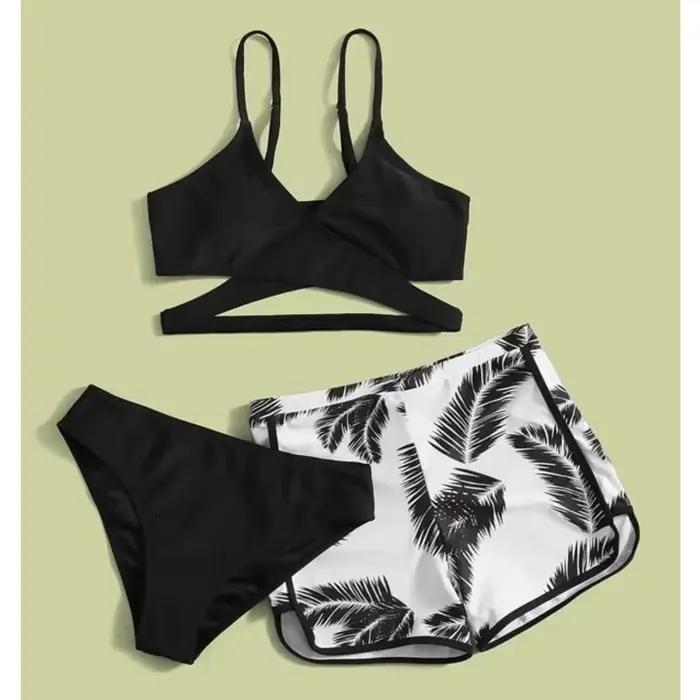 Maillot de bain trois pièces pour femme, ensemble tankini, sport, plage, piscine, été, 2025