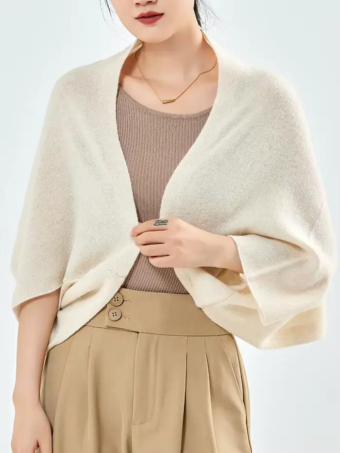 Cinz-Châle Rond à Deux Usages pour Femme, 100% Laine, Accessoires, Cape, Décontracté, Doux, Chaud, C