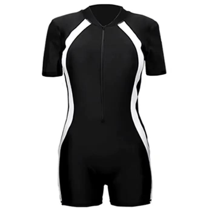 Maillot de bain une pièce à séchage rapide, design amincissant, patchwork noir et blanc, maillot de 