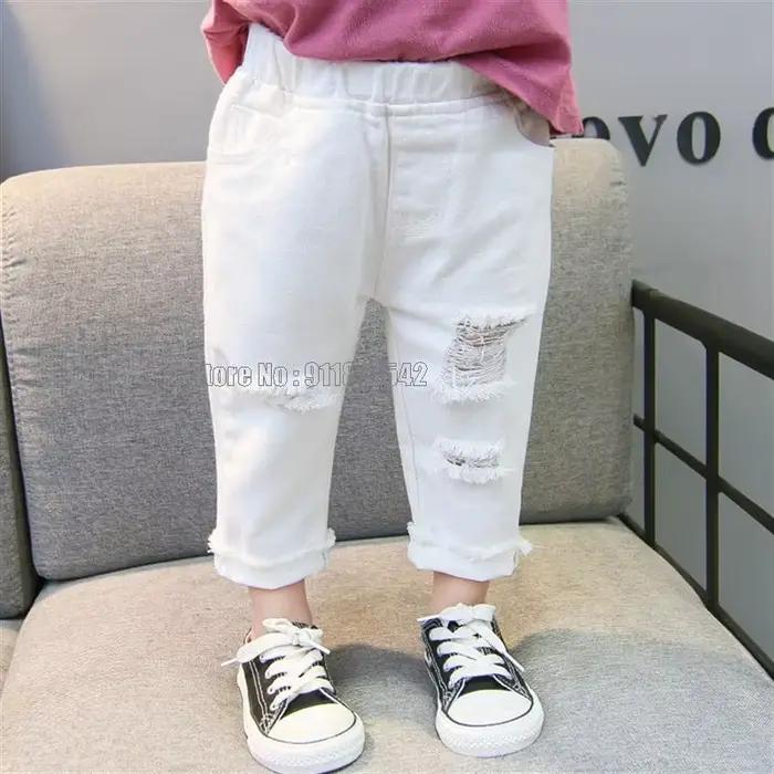 Jeans déchirés pour garçons et filles, pantalons de printemps et d'automne, vêtements de Style décon